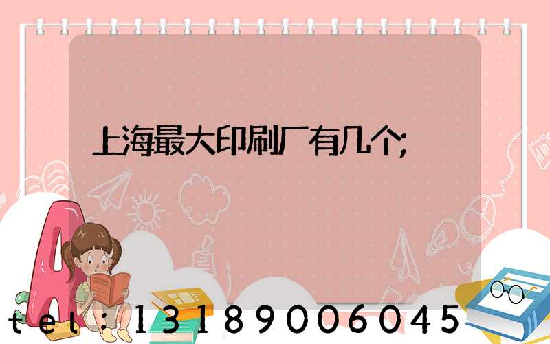 上海最大印刷厂有几个