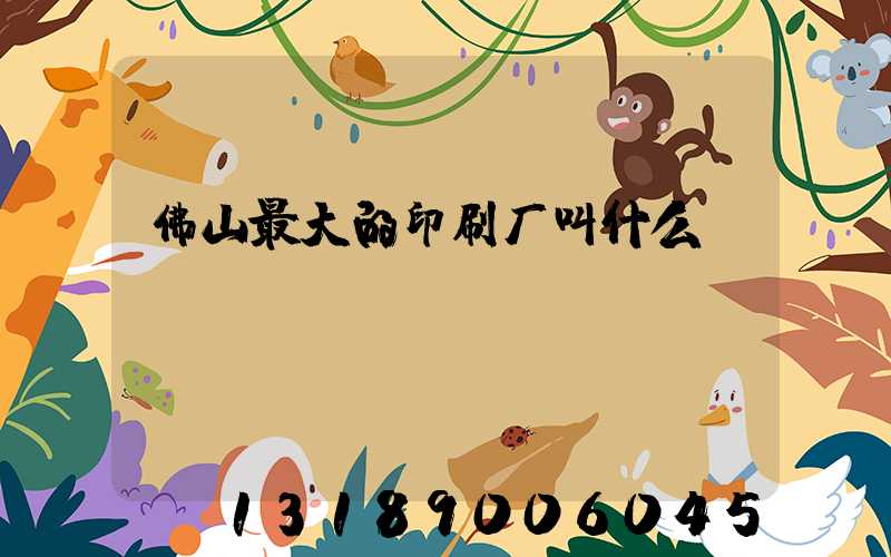 佛山最大的印刷厂叫什么
