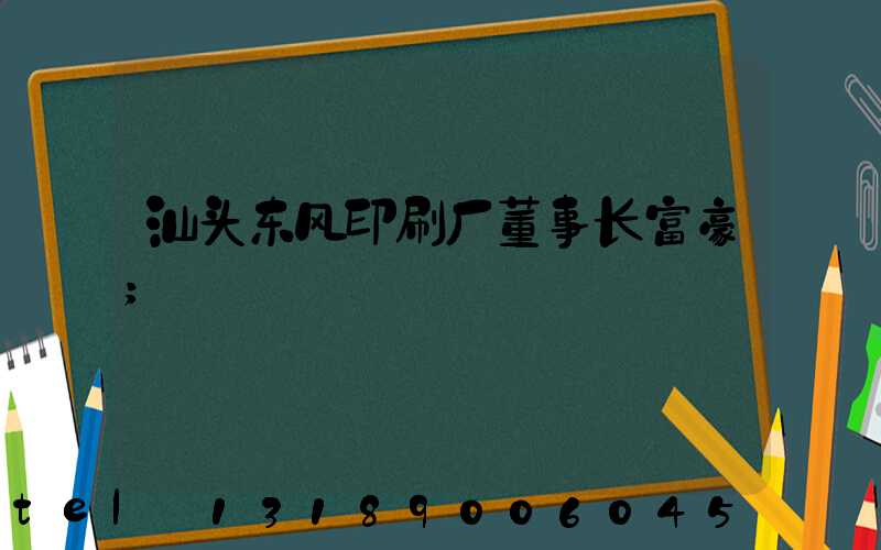 汕头东风印刷厂董事长富豪