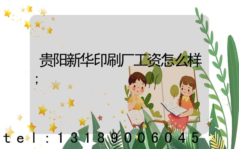贵阳新华印刷厂工资怎么样